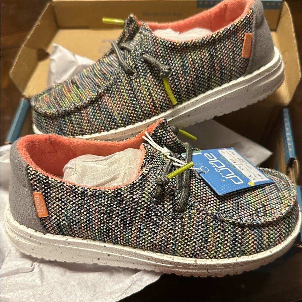 Hey Dude Kids' Colorful Moccasins Peacock Pink with Gray Accents